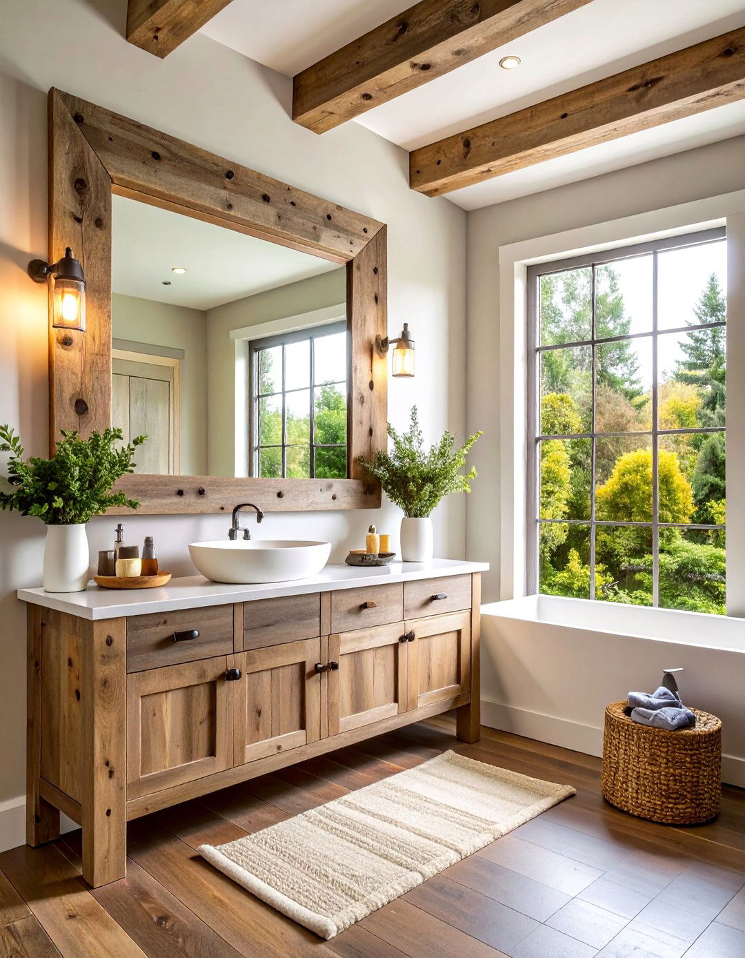 Reclaimed Barnwood Farmhouse Bathroom Mirror Frames - 20 Farmhouse Bathroom Mirrors Ideas