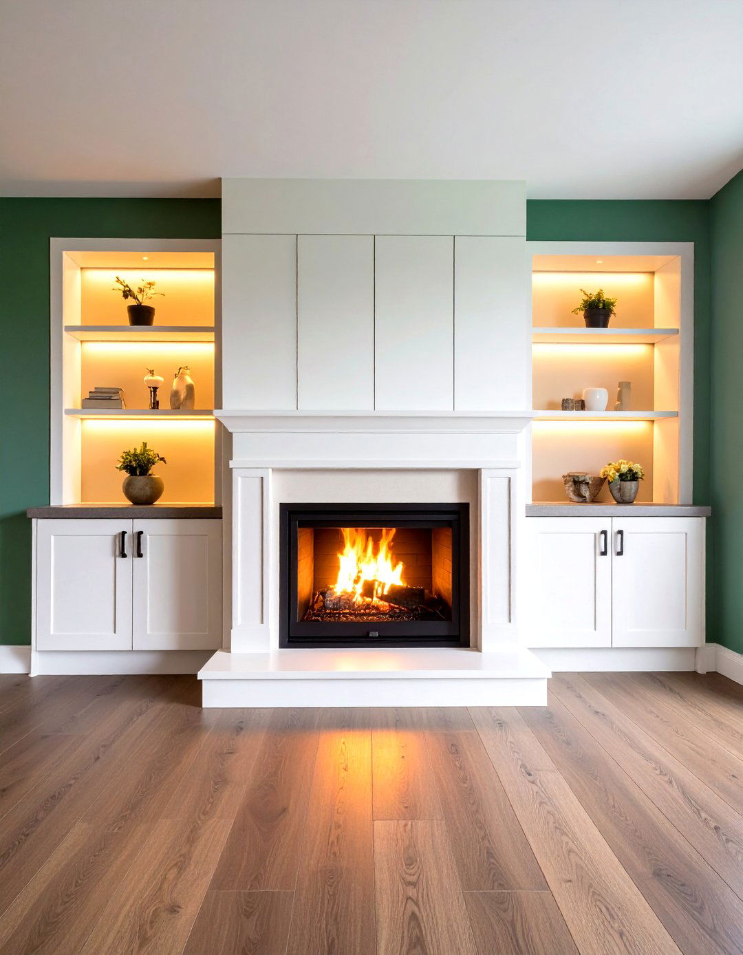 Reclaimed Beam Mantel with Shiplap Built Ins - 20 Fireplace Built-in Ideas