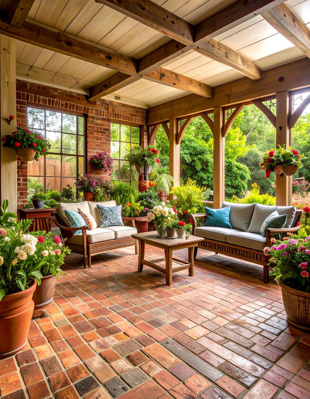 Reclaimed Brick Floor Sunroom - 20 Brick Floor Sunroom Ideas