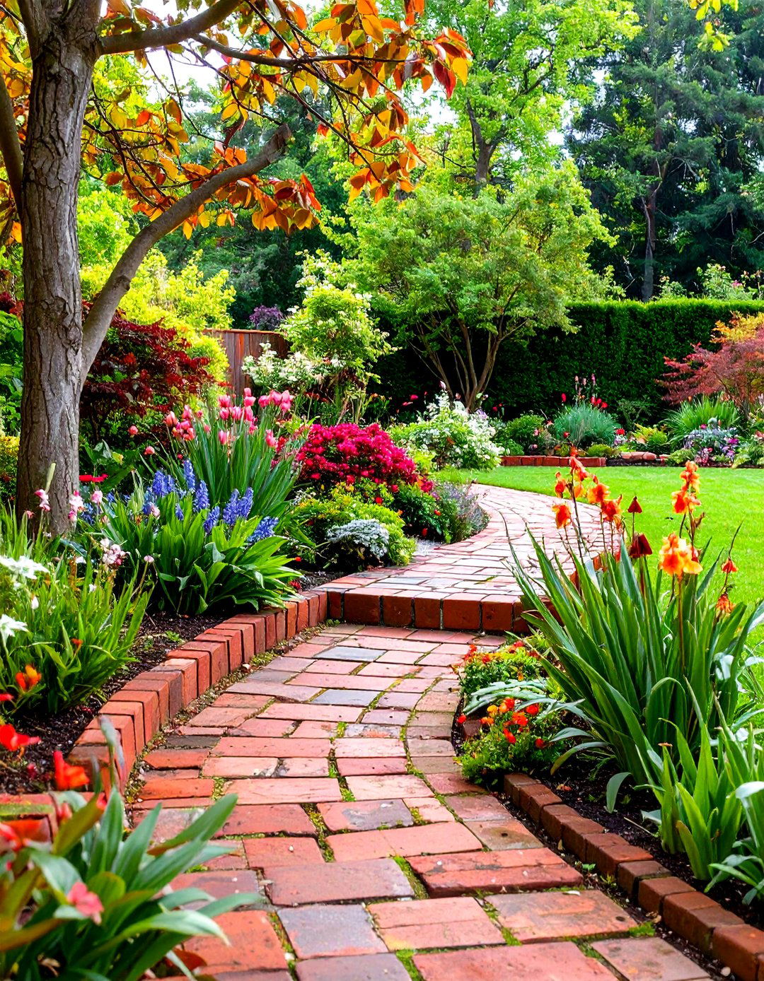 Reclaimed Brick Recycled Garden Edging Pattern - 20 Recycled Garden Edging Ideas