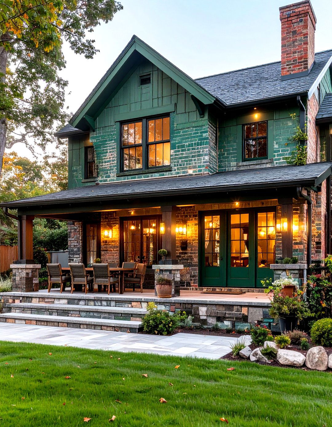 Reclaimed Green Brick Exterior for Rustic Charm - 20 Green Brick Exterior Home Ideas