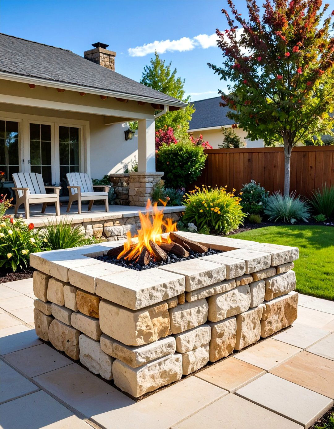 Reclaimed Limestone Block Fire Pit - 20 Stone Fire Pit Ideas