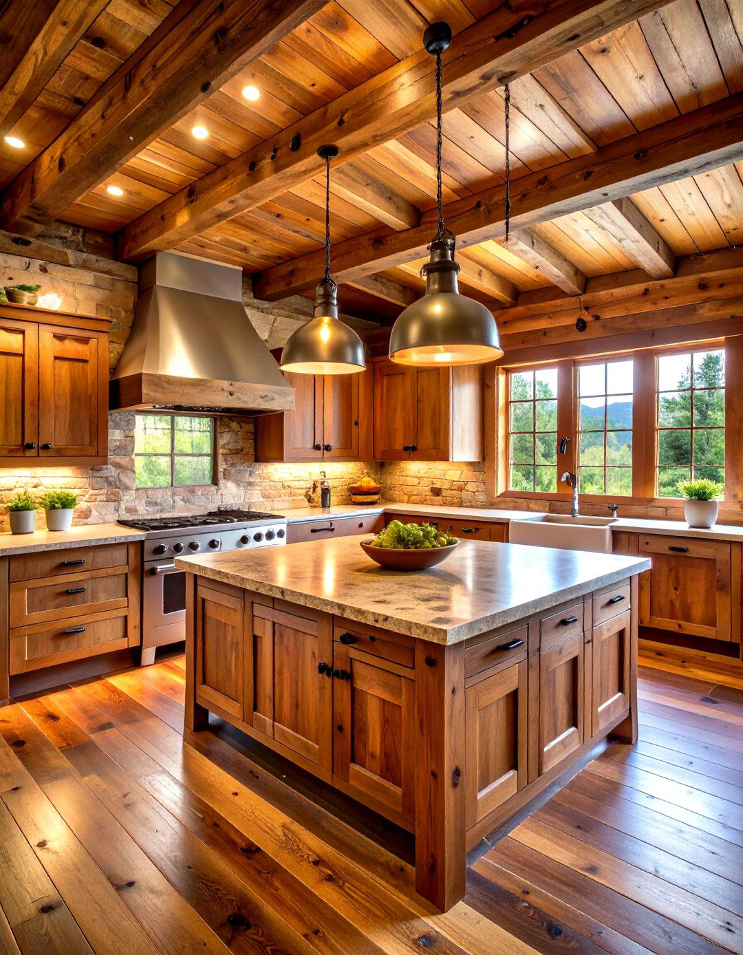 Reclaimed Log Cabin Kitchen with Barn Wood Accents - 20 Log Cabin Kitchen Design Ideas