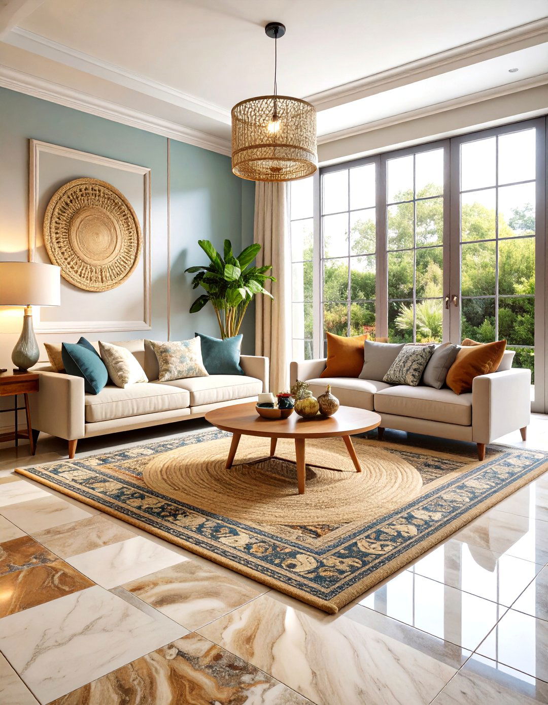 Reclaimed Marble Patchwork - 20 Marble Floor Living Room Ideas