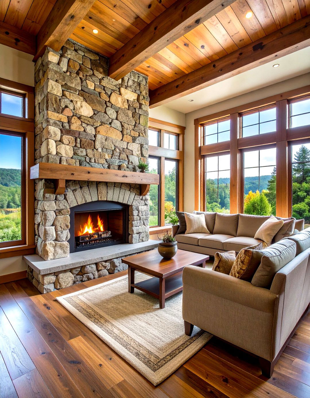 Reclaimed Stone Eco Showcase - 20 Floor-to-Ceiling Stone Fireplace Ideas