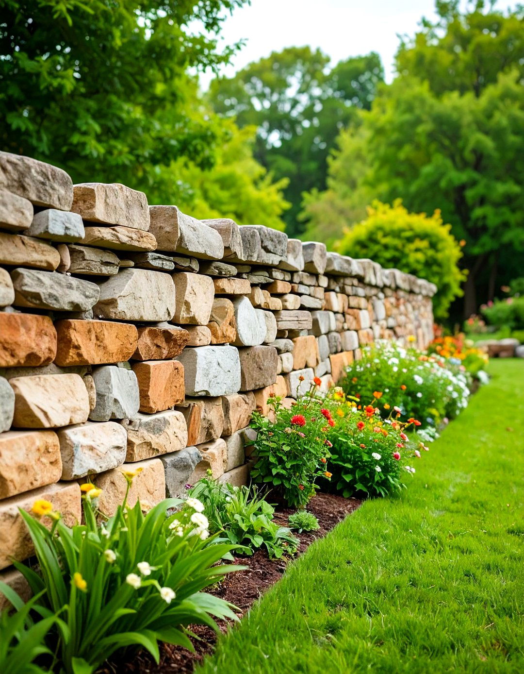 Reclaimed Stone Salvage Wall - 20 Stone Wall Ideas
