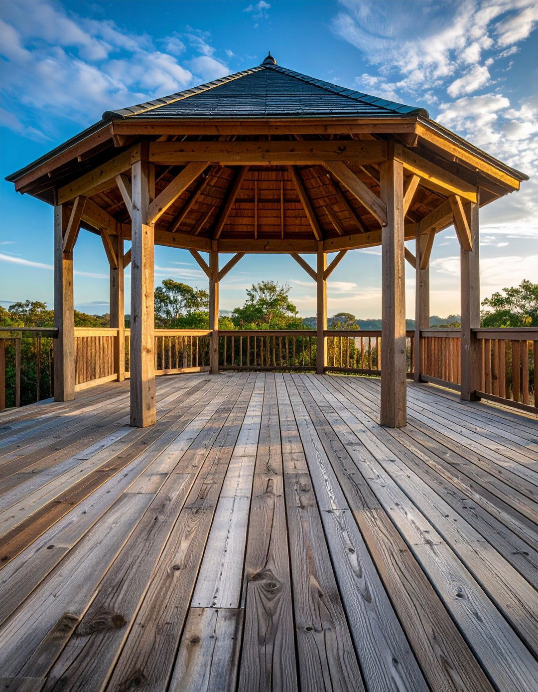 Reclaimed Timber Plank Gazebo Floor - 20 Gazebo Floor Ideas