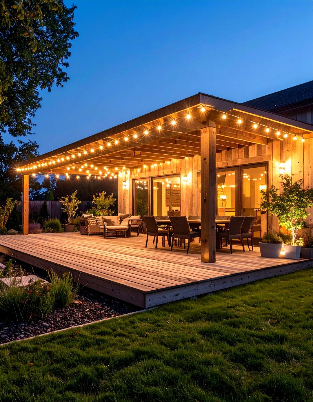 Reclaimed Timber Slat Deck Roof for Eco Style - 20 Deck Roof Ideas