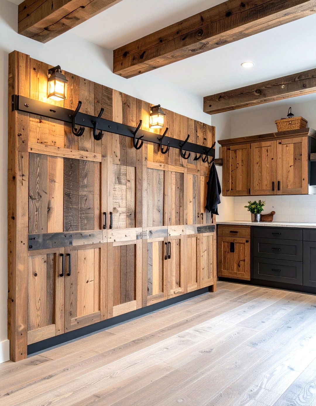 Reclaimed Wood Accent Wall in the Garage Entryway - 20 Garage Entryway Ideas