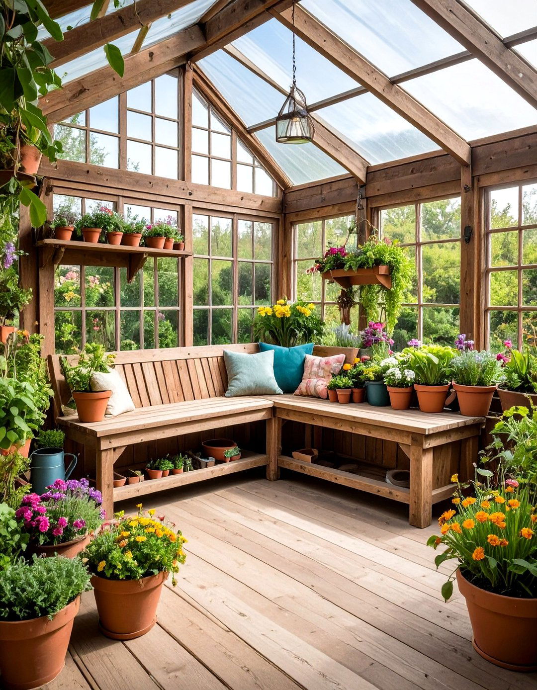 Reclaimed Wood Benches Tell a Sustainable Story - 20 Greenhouse Decor Ideas
