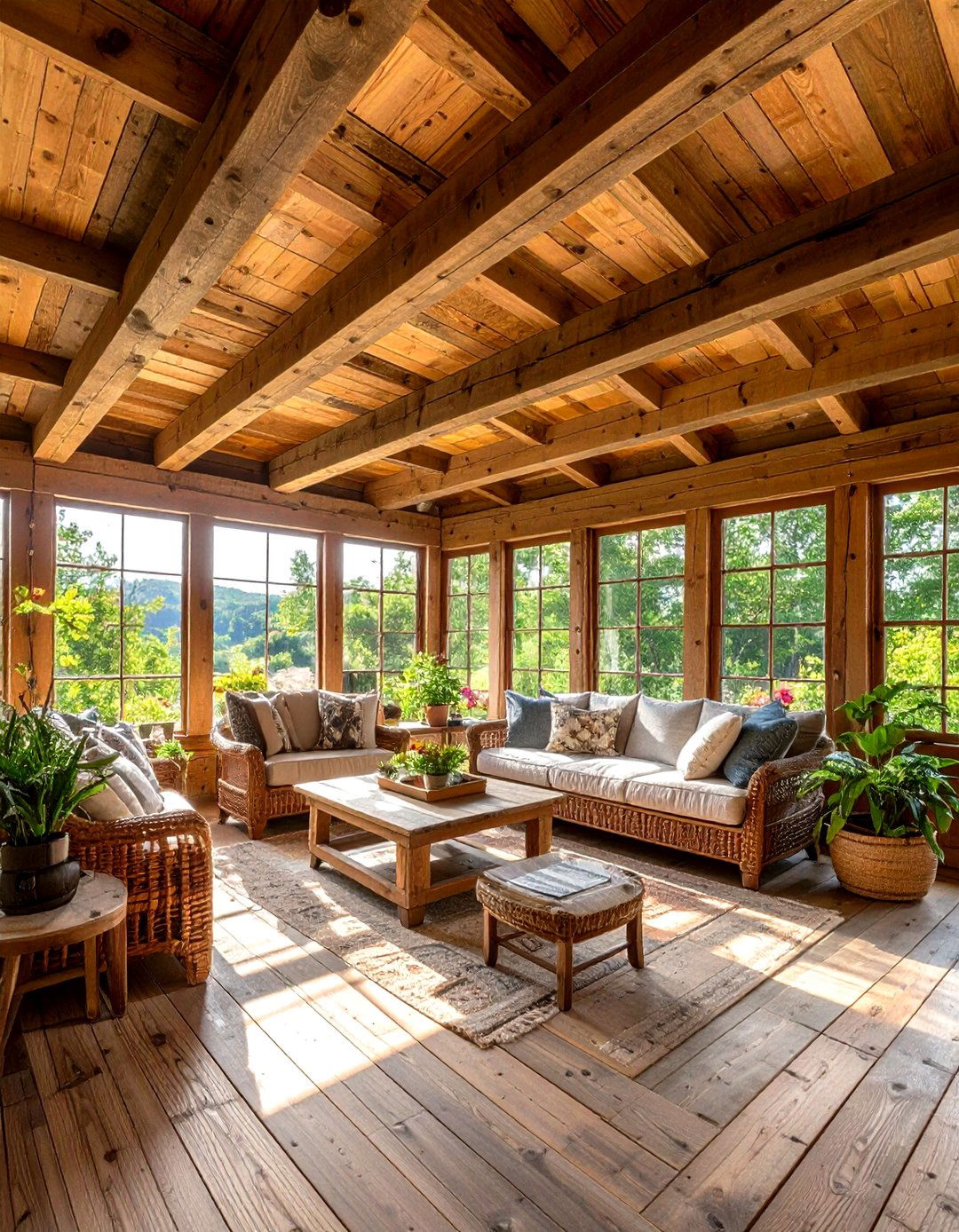 Reclaimed Wood Ceiling - 20 Sunroom Ceiling Ideas