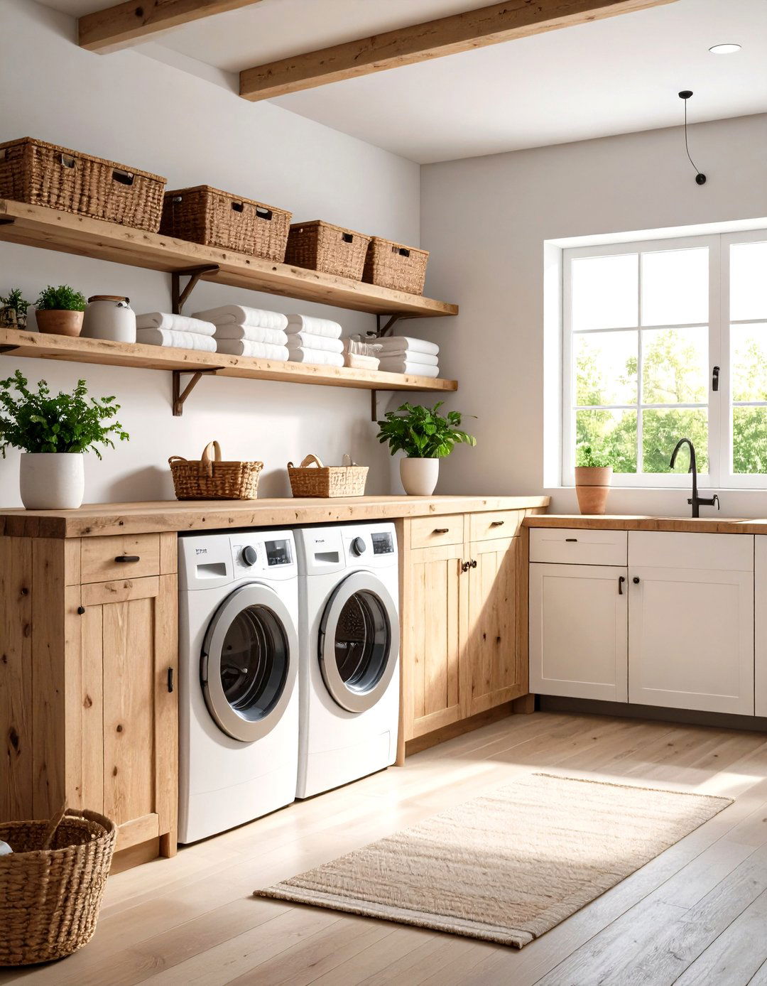 Reclaimed Wood Countertops - 20 Vintage Laundry Room Decor Ideas