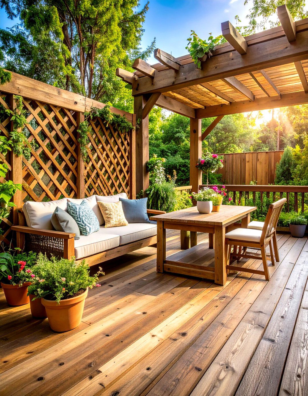 Reclaimed Wood Deck Lattice for Rustic Warmth - 20 Deck Lattice Ideas
