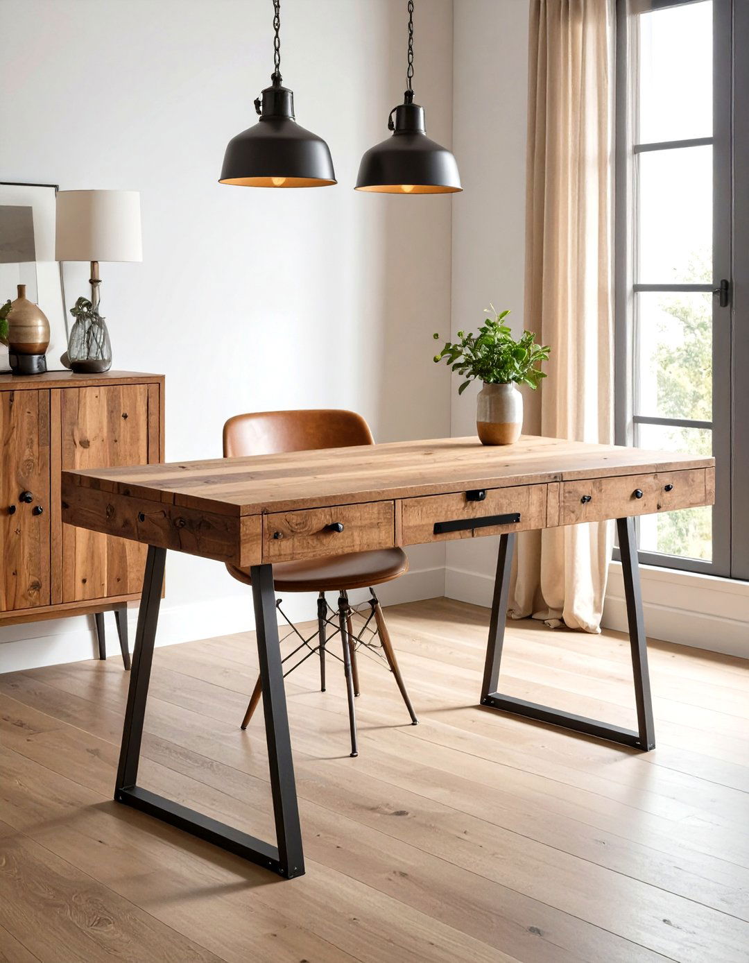 Reclaimed Wood Desk for Rustic Home Office - 20 Rustic Home Office Ideas
