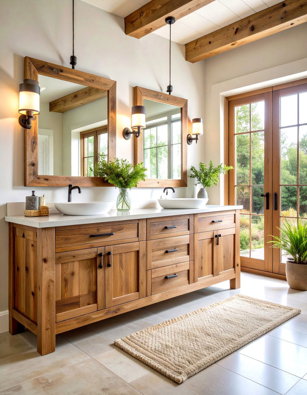 Reclaimed Wood Double Vanity for Eco Chic - 20 Double Vanity Bathroom Ideas