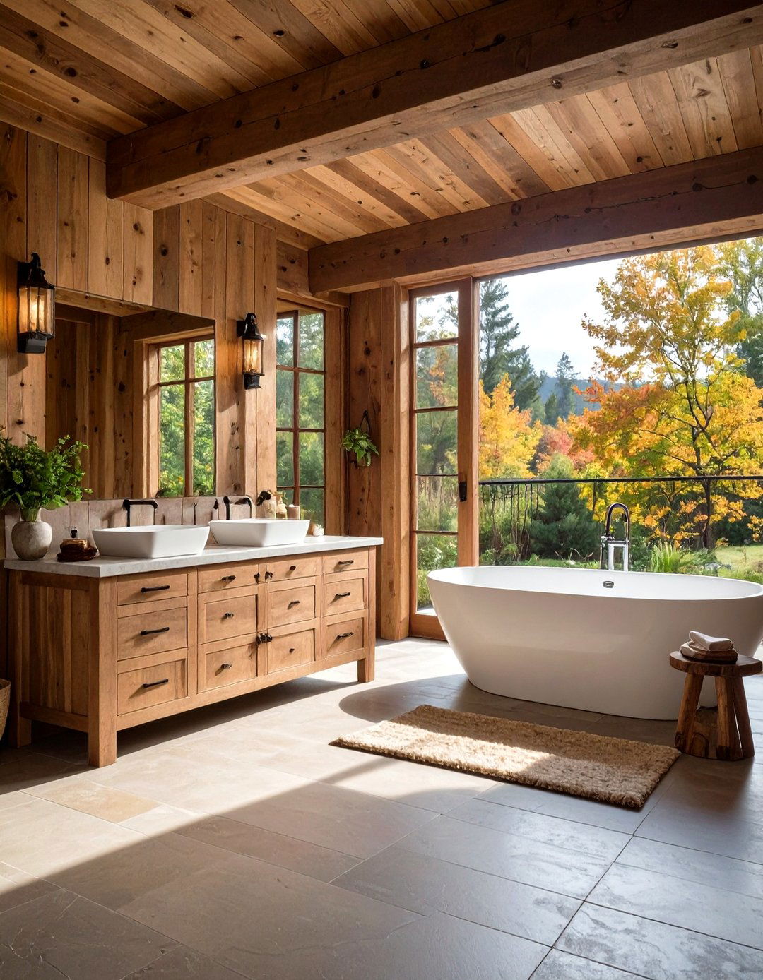 Reclaimed Wood Elements - 20 Rustic Outdoor Bathroom Ideas