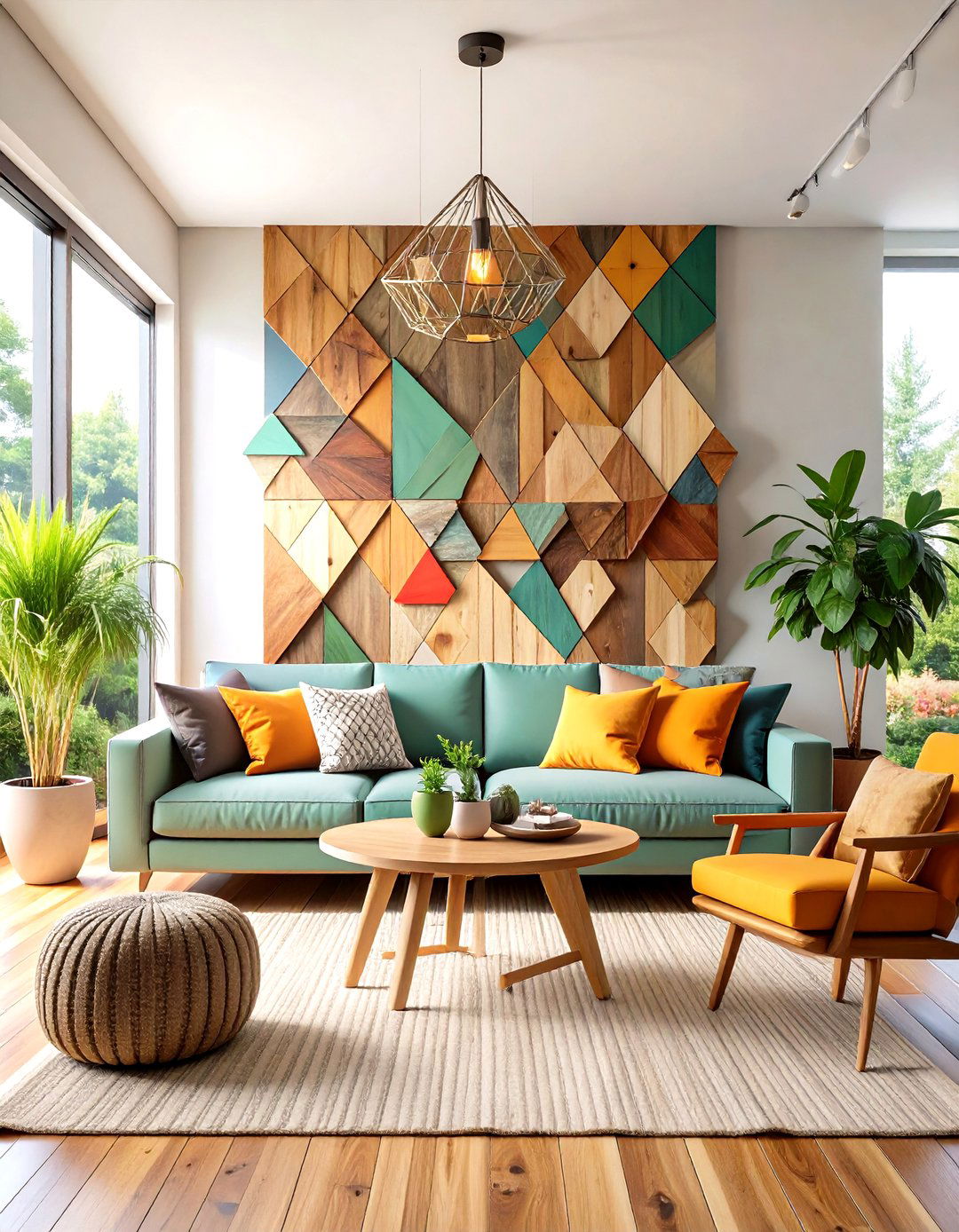 Reclaimed Wood Geometric Wall Art Panels - 20 Rustic Wall Decor Ideas