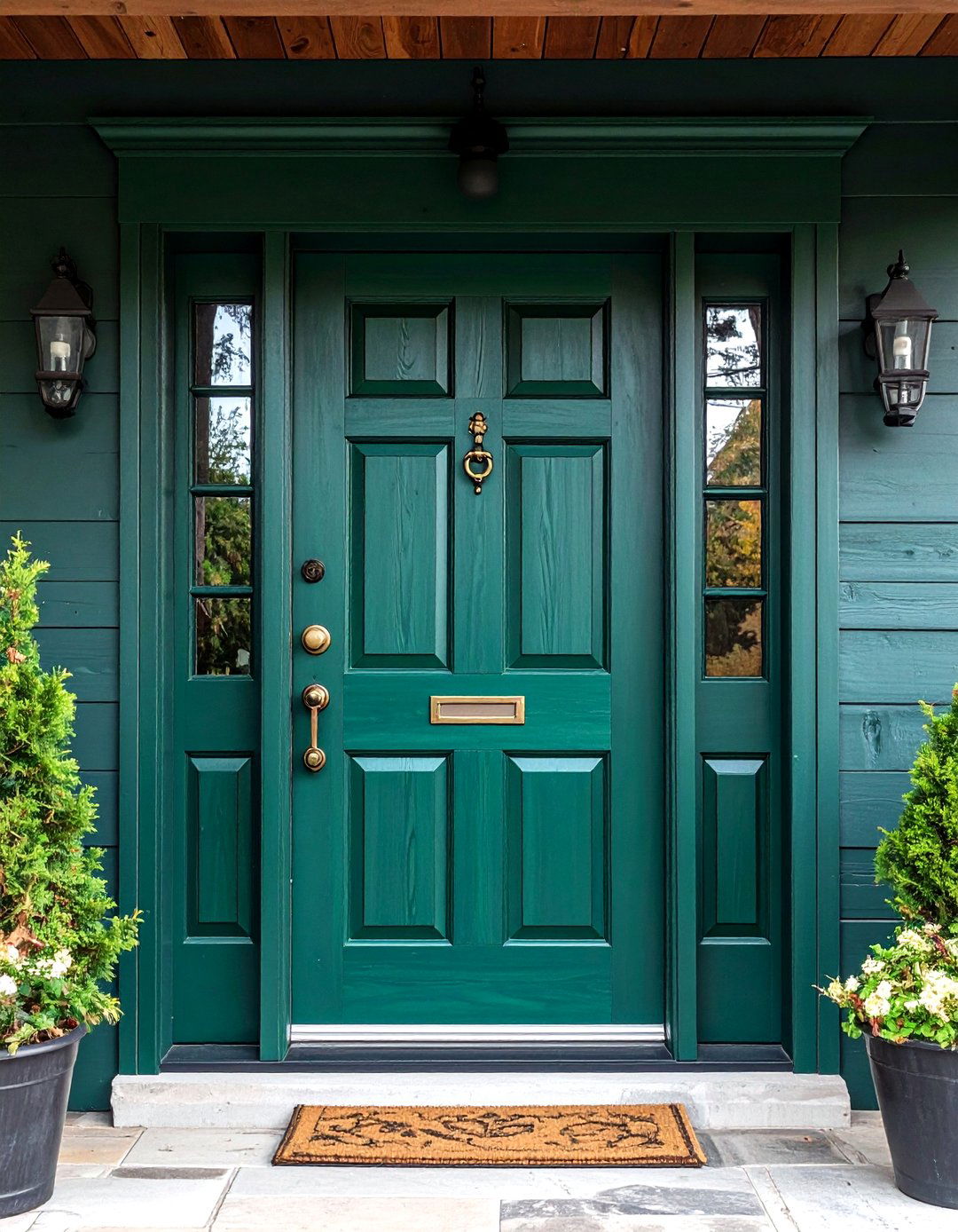 Reclaimed Wood Green Front Door Statement - 20 Green Front Door Ideas
