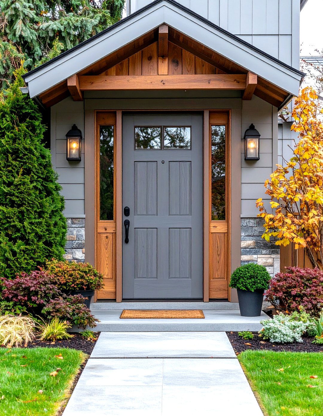 Reclaimed Wood Grey Front Door Embracing Sustainability - 20 Grey Front Door Ideas
