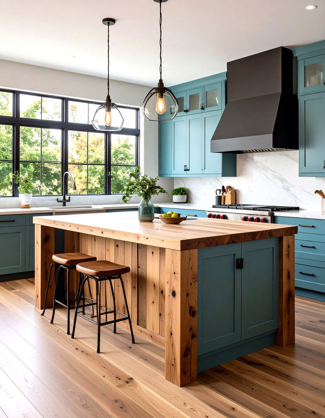 Reclaimed Wood Islands and Shelves for Sustainable Warmth - 20 Boho Kitchen Ideas