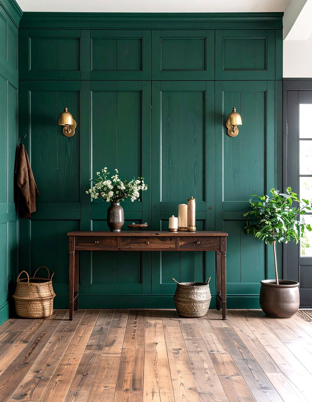 Reclaimed Wood Planks for a Dark Green Accent Wall - 20 Dark Green Accent Wall Ideas