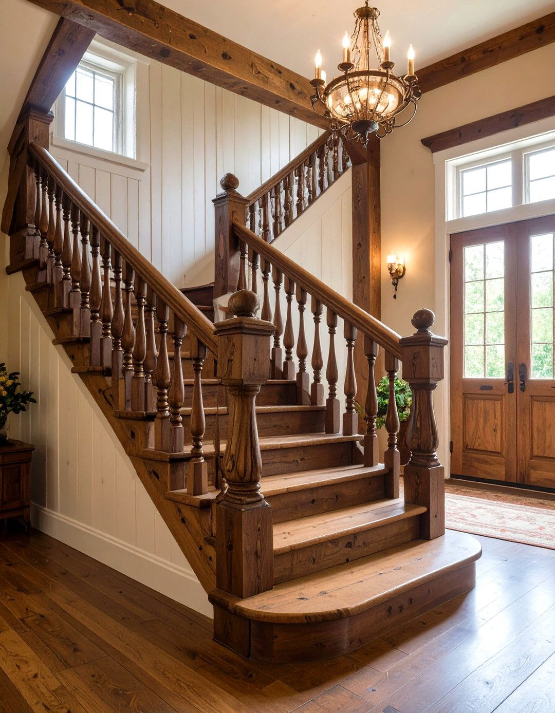 Reclaimed Wood Staircase with Natural Patina - 20 Wooden Staircase Ideas