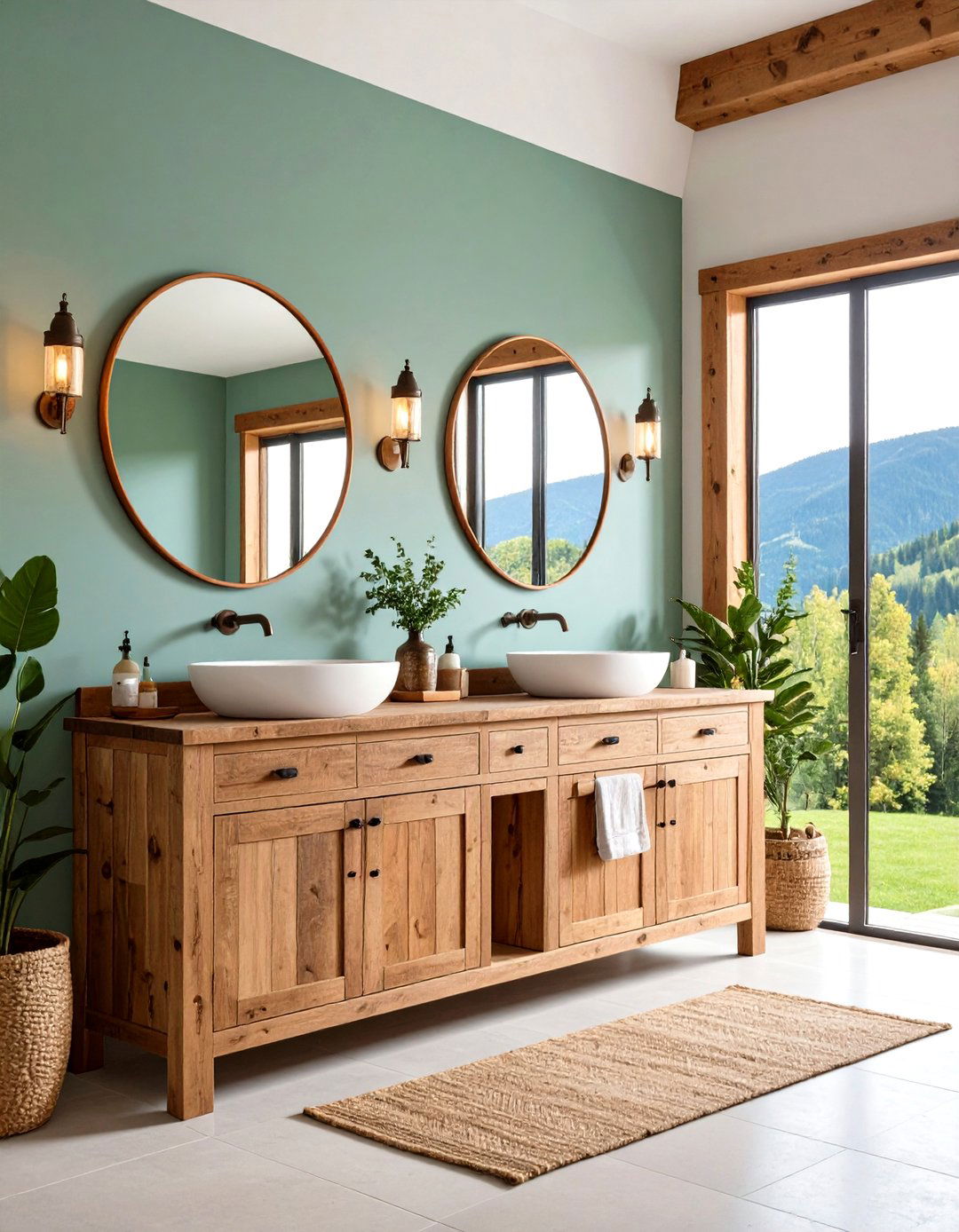 Reclaimed Wood Vanity Log Cabin Bathroom - 20 Log Cabin Bathroom Ideas