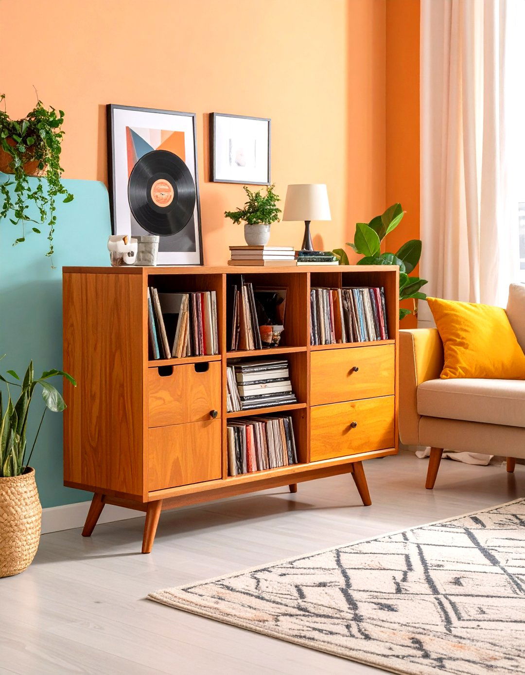 Record Storage Side Table - 20 Vinyl Record Storage Ideas