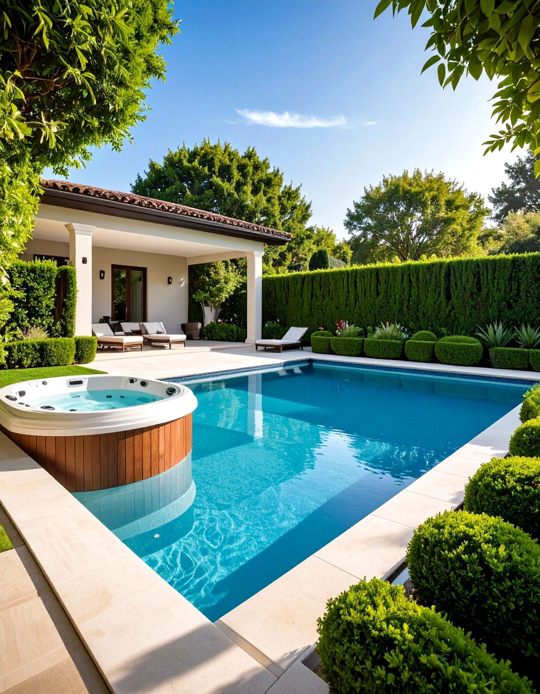 Rectangle Pool with Hot Tub Geometric Landscape Design - 20 Rectangle Pool With Hot Tub