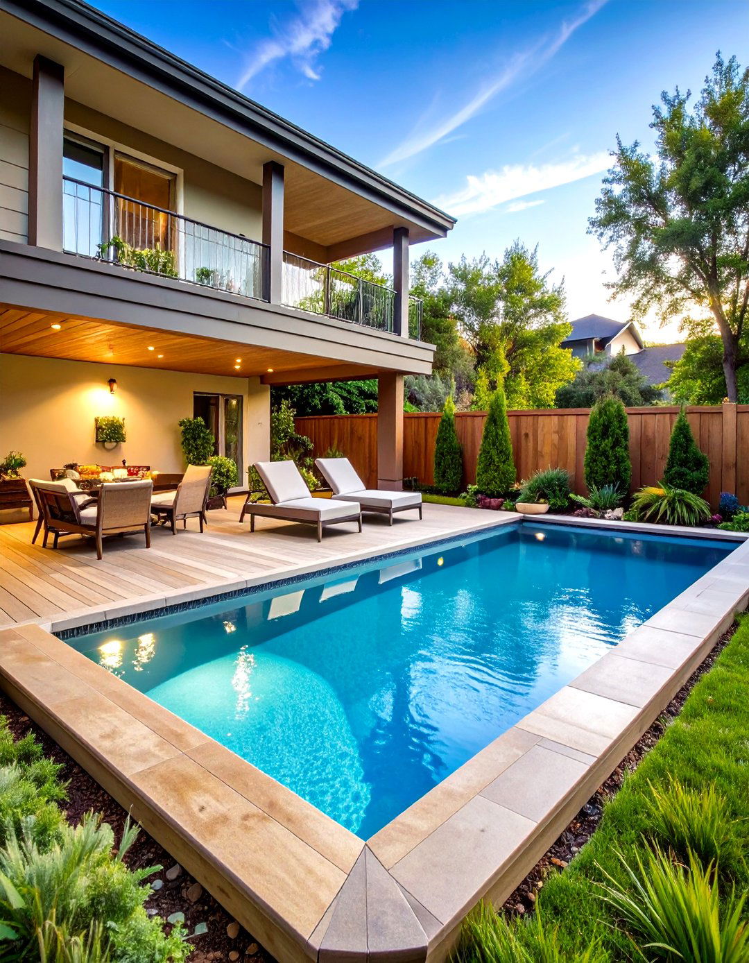 Rectangle Pool with Hot Tub Integrated Tanning Ledge Design - 20 Rectangle Pool With Hot Tub