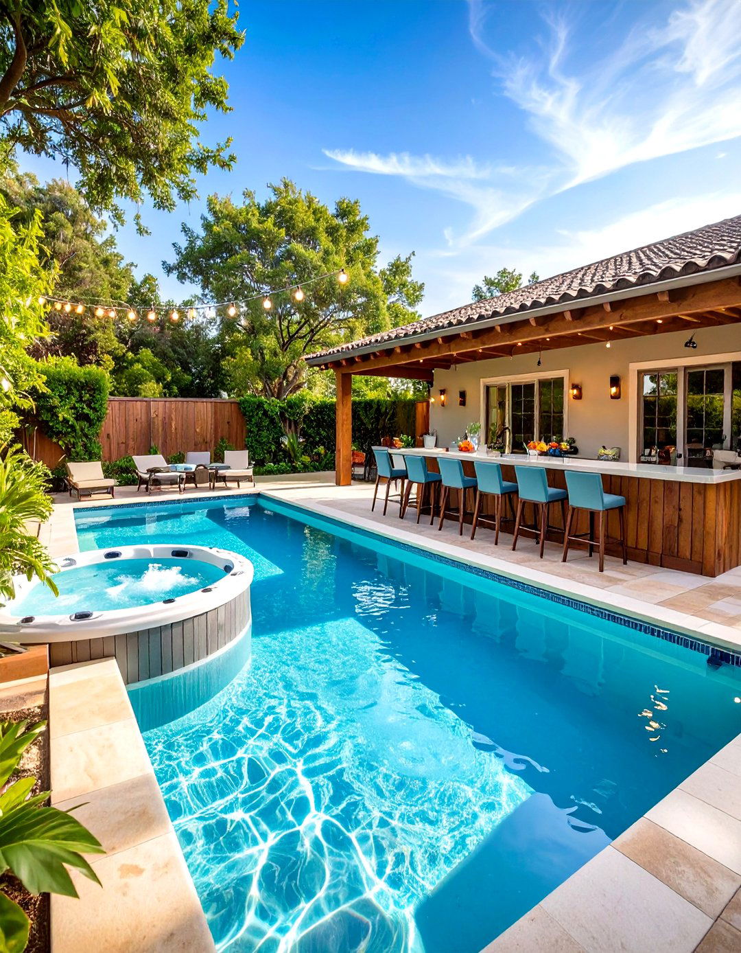 Rectangle Pool with Hot Tub Swim Up Bar Design - 20 Rectangle Pool With Hot Tub