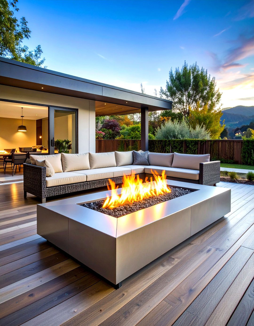 Rectangular Linear Metal Fire Pit - 20 Metal Fire Pit Ideas