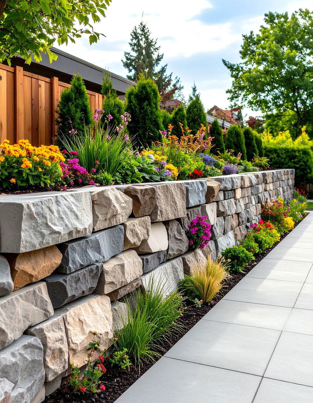 Recycled Brick Retaining Wall - 20 Inexpensive Retaining Wall Ideas