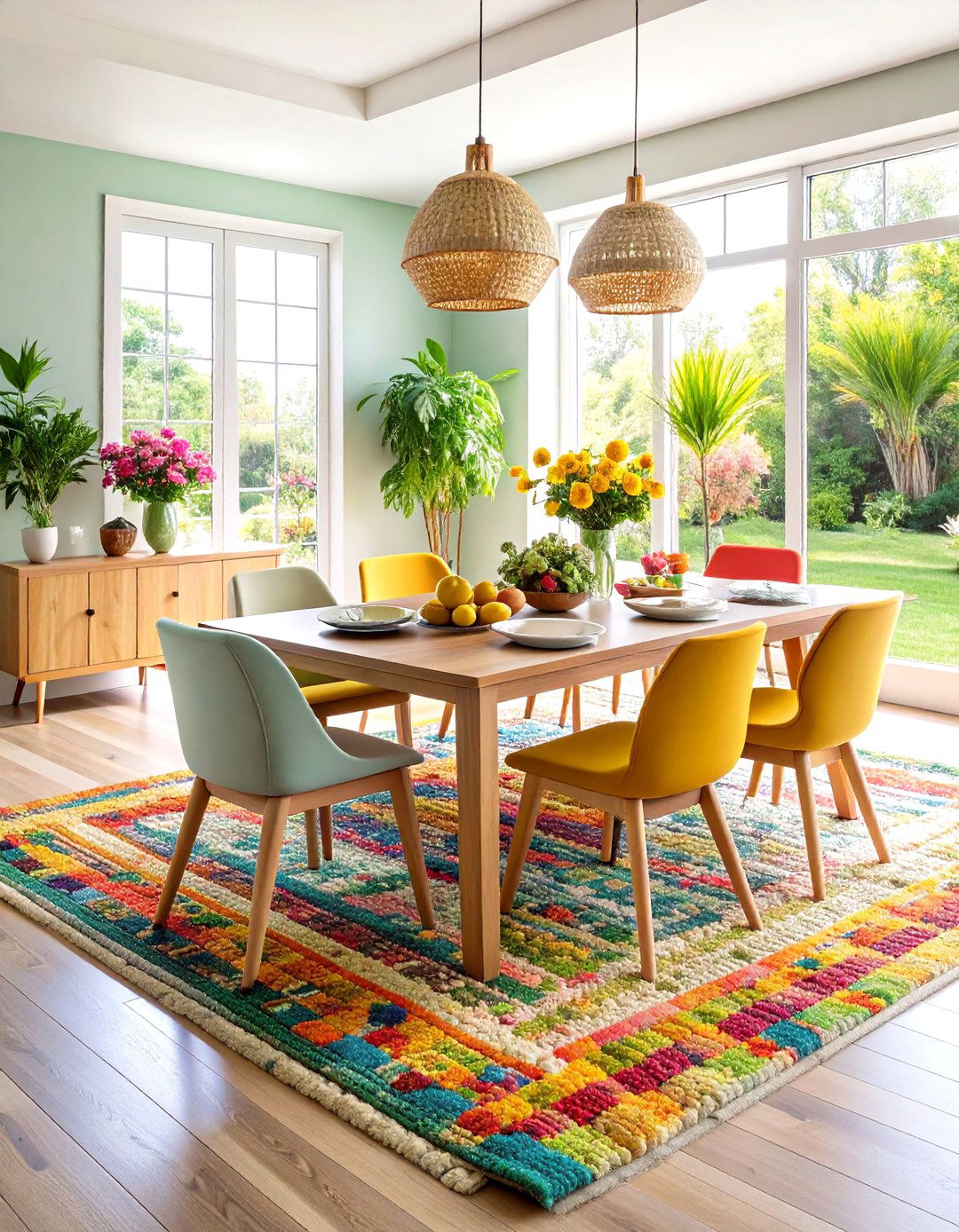Recycled Fiber Dining Room Rug for Sustainable Style - 20 Dining Room Rug Ideas