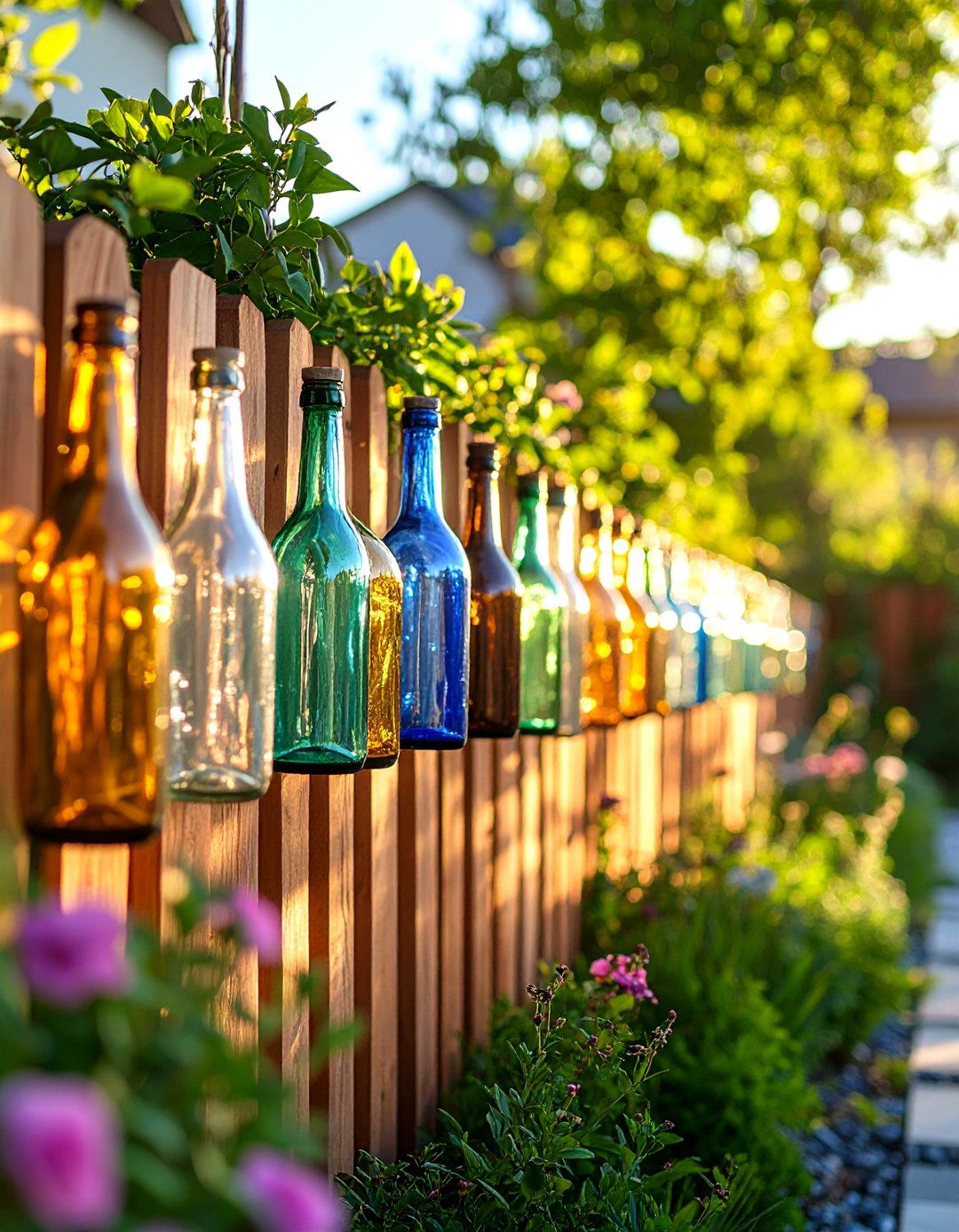 Recycled Glass Bottle Decorative Fence - 20 Decorative Fence Ideas