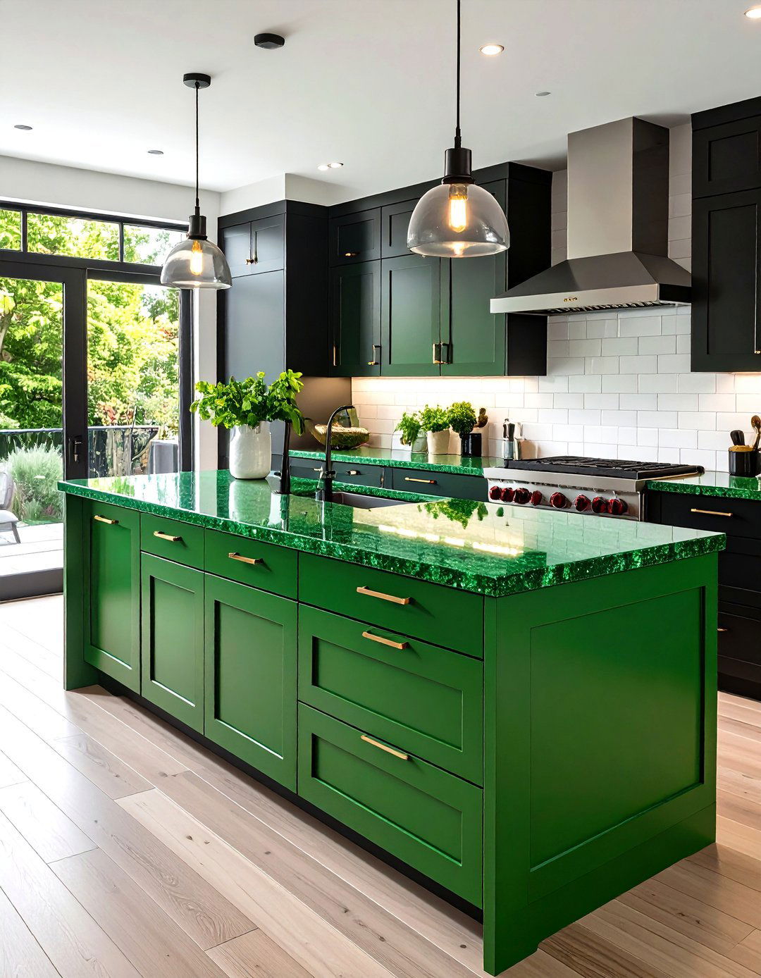 Recycled Glass Bottle Green Surfaces for Eco Kitchens - 20 Kitchen With Green Countertops Ideas