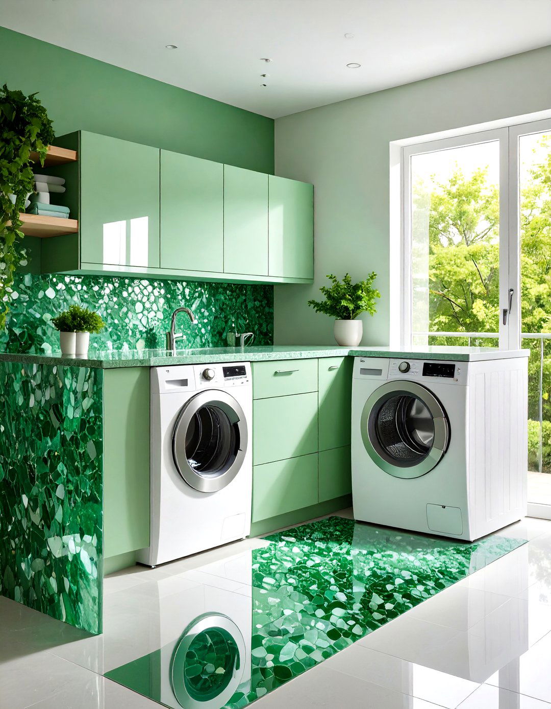 Recycled Glass Countertops Showcase Eco Flair - 20 Green Laundry Room Ideas