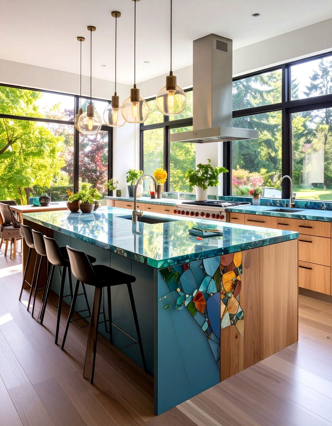 Recycled Glass Eco Friendly Kitchen Countertops - 20 Kitchen Countertop Ideas