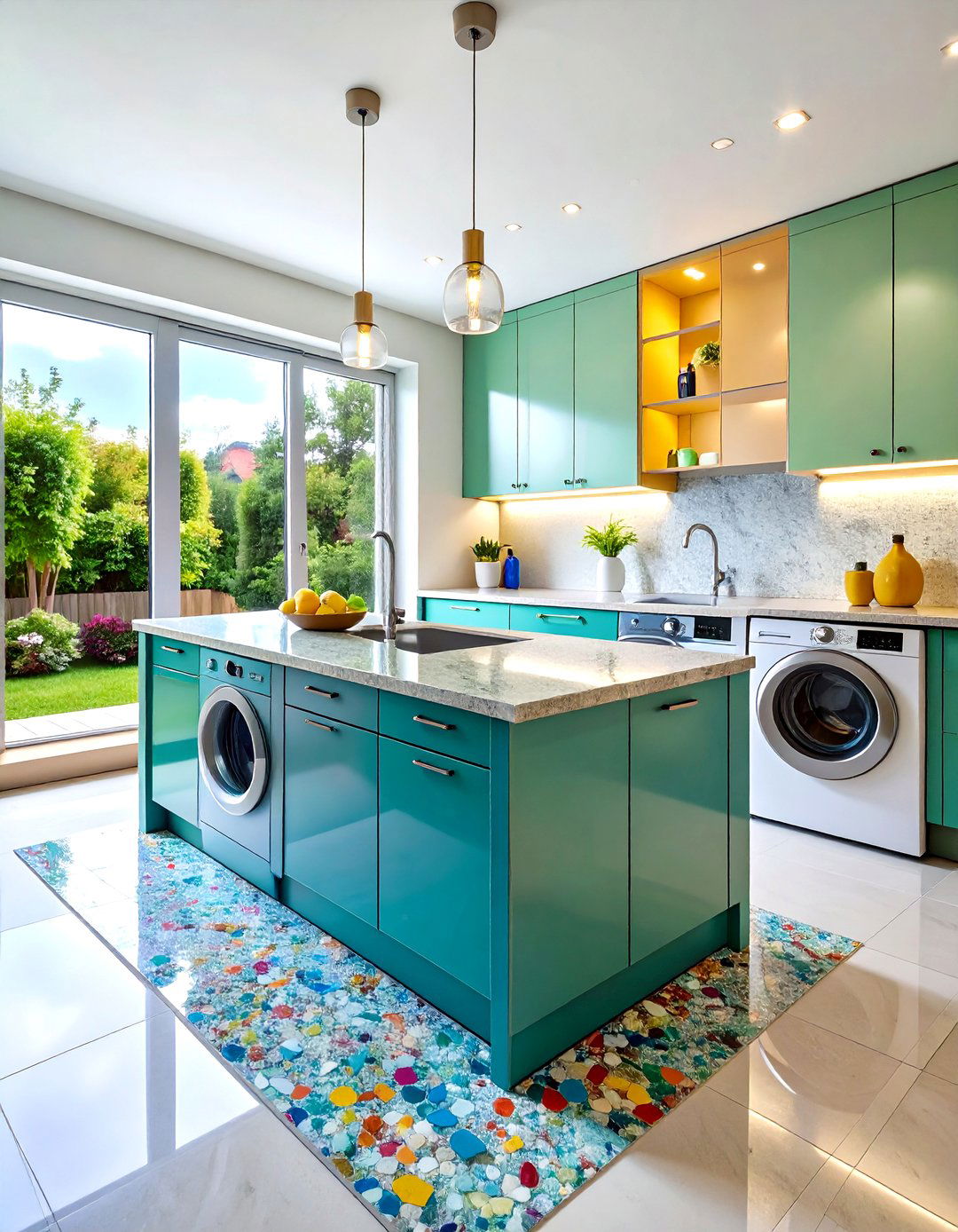 Recycled Glass Eco Friendly Laundry Room Countertop - 20 Laundry Room Countertop Ideas