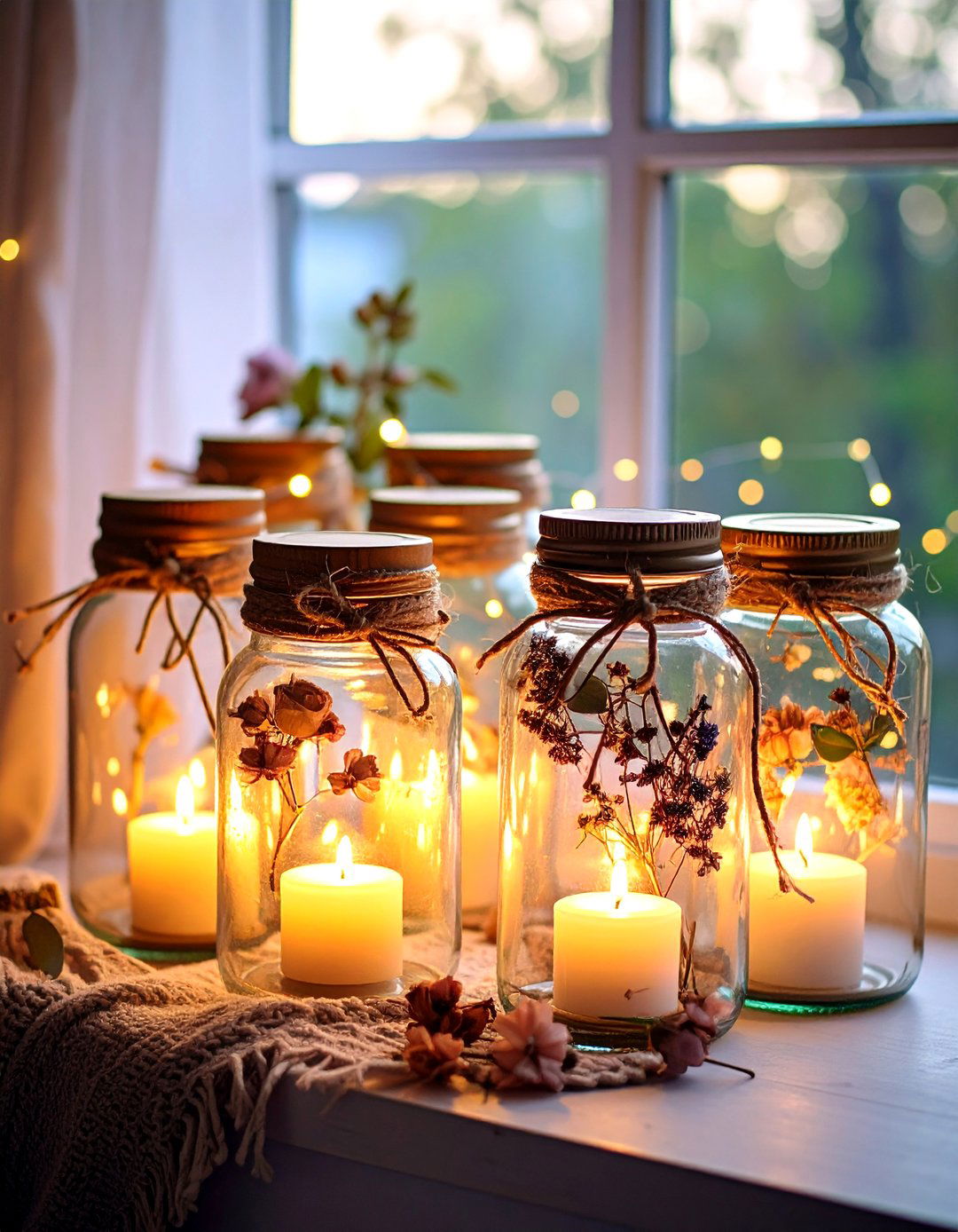 Recycled Glass Jar Lanterns for Eco Glow - 20 Hippie Bedroom Ideas