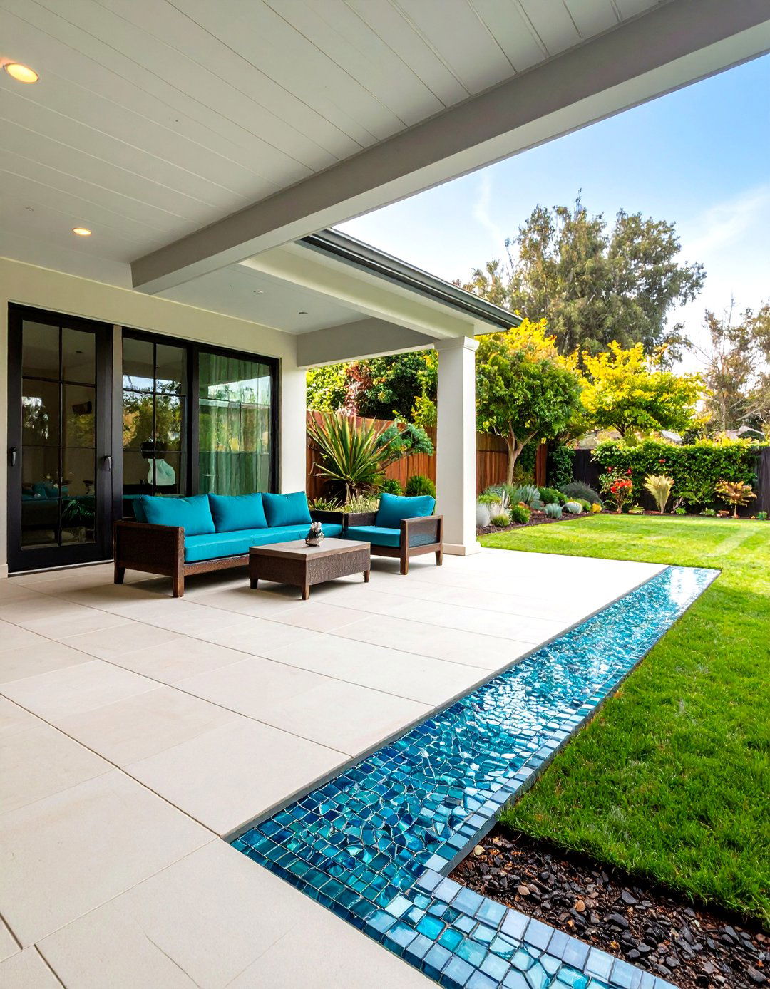 Recycled Glass Mosaic Accent Front Porch Tile - 20 Front Porch Tile Ideas
