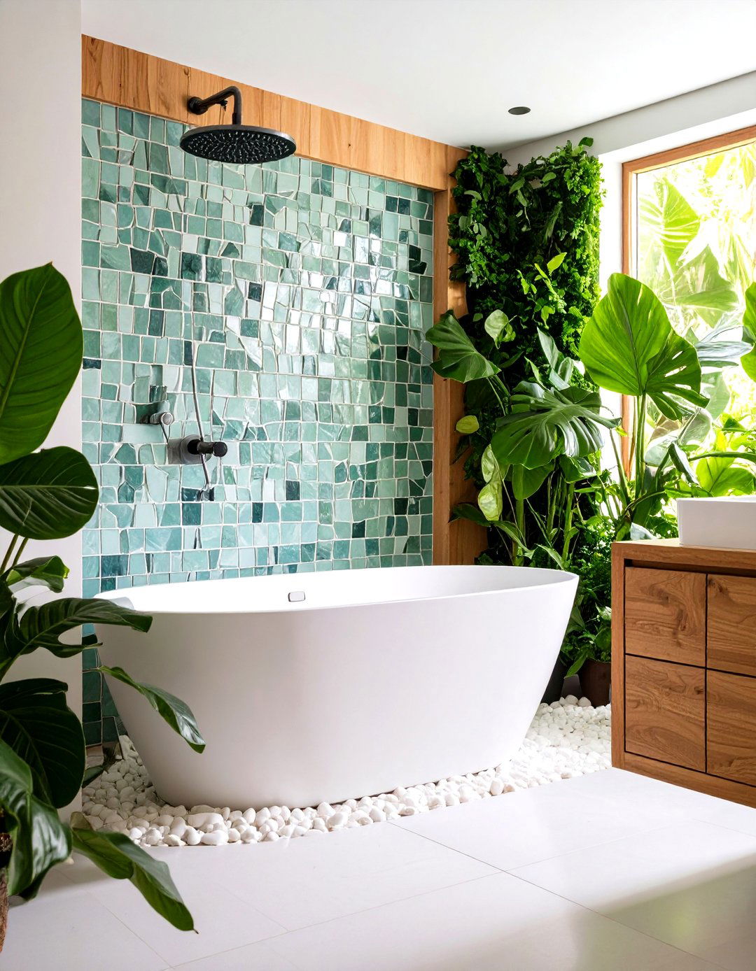 Recycled Glass Mosaic for Eco Pride and Shine - 20 Green Bathroom Ideas