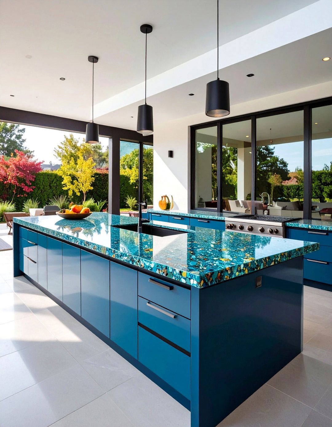 Recycled Glass Outdoor Countertops - 20 Outdoor Countertop Ideas