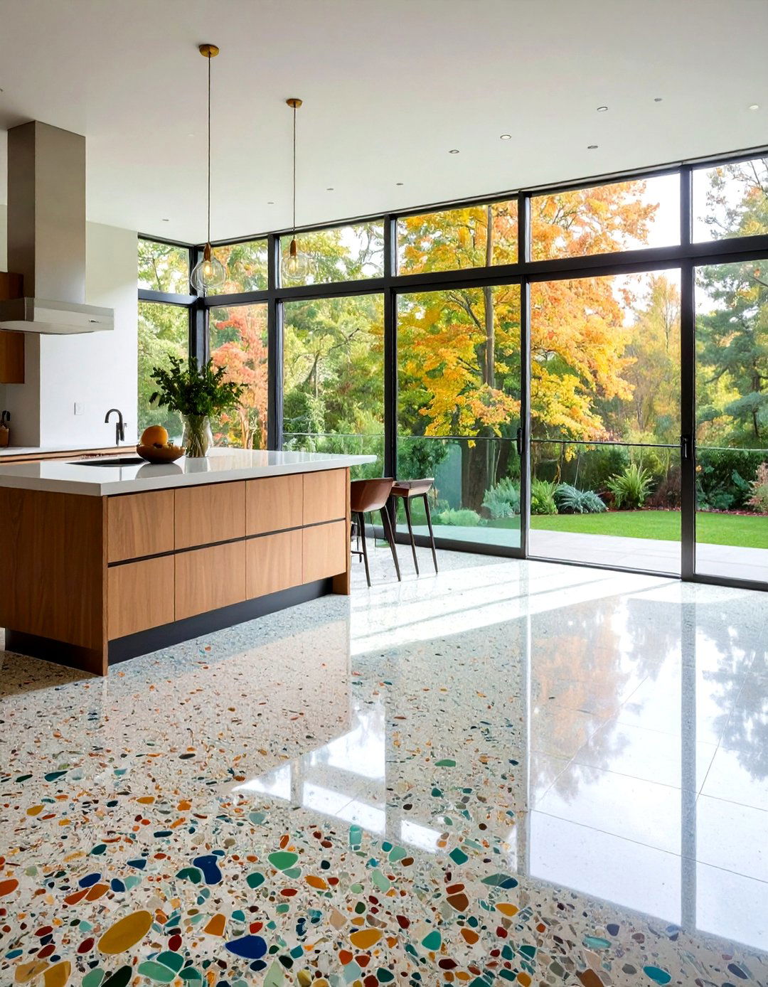 Recycled Glass Terrazzo for Eco Friendly Choice - 20 Terrazzo Kitchen Floor Ideas