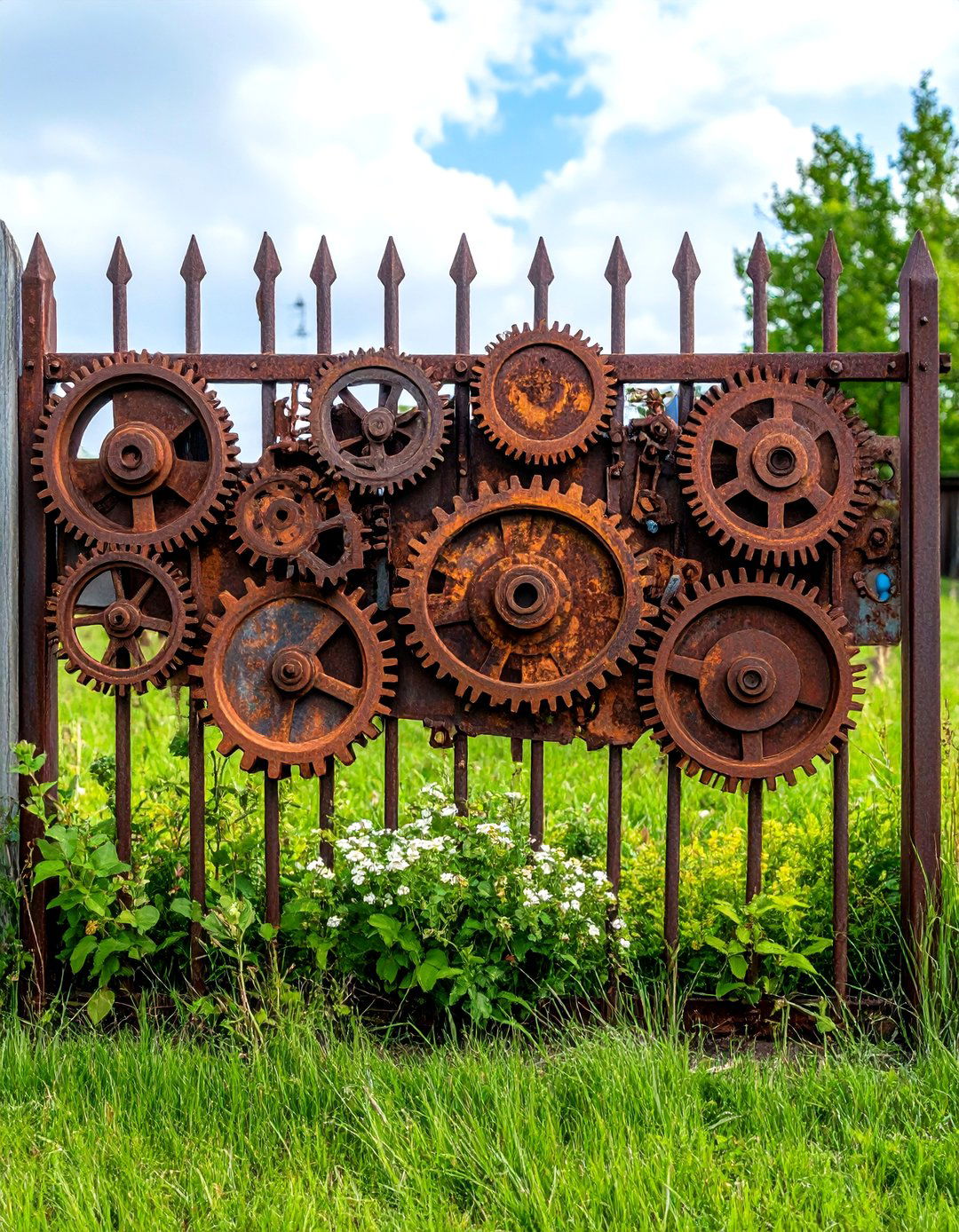 Recycled Metal Object Fence Art Collage - 20 Fence Art Ideas