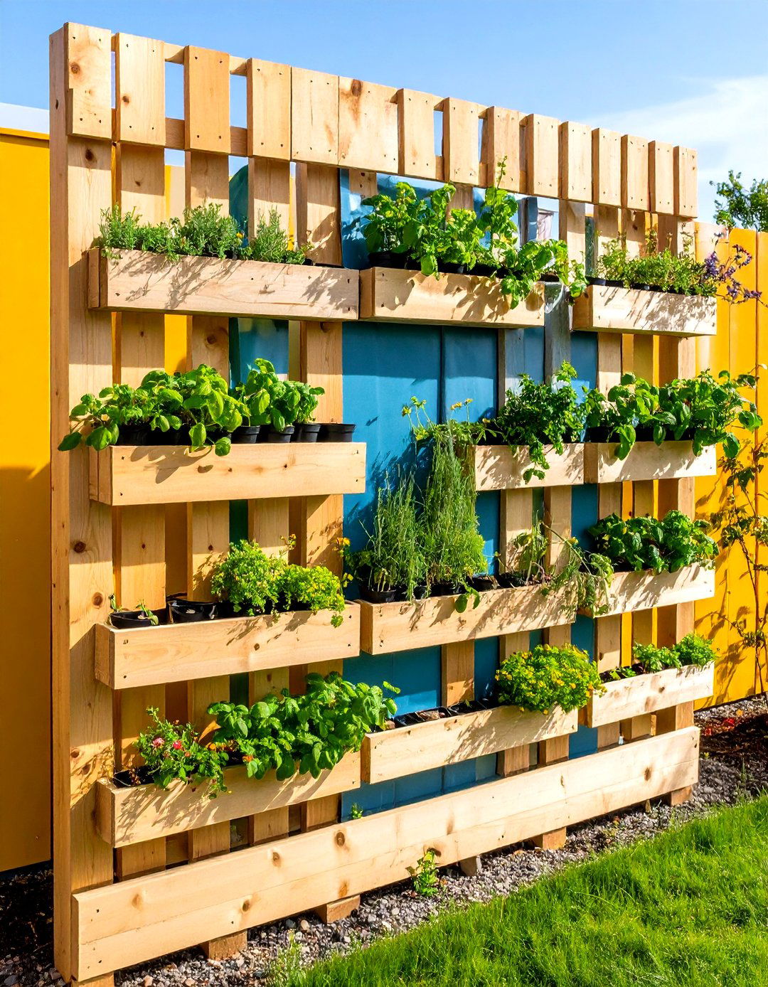 Recycled Pallet Vertical Trellis Wall - 20 Garden Trellis Ideas