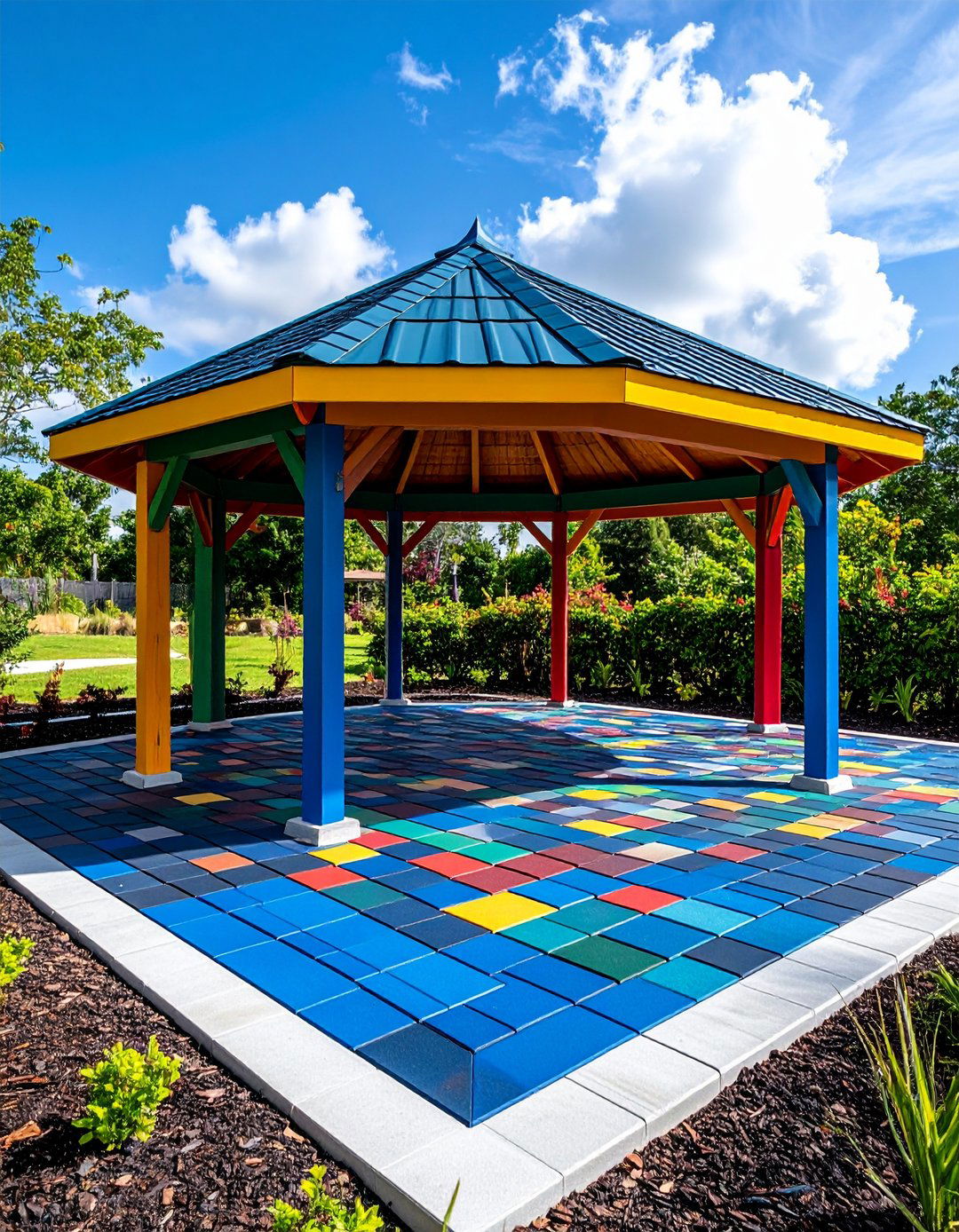 Recycled Rubber Paver Gazebo Floor - 20 Gazebo Floor Ideas