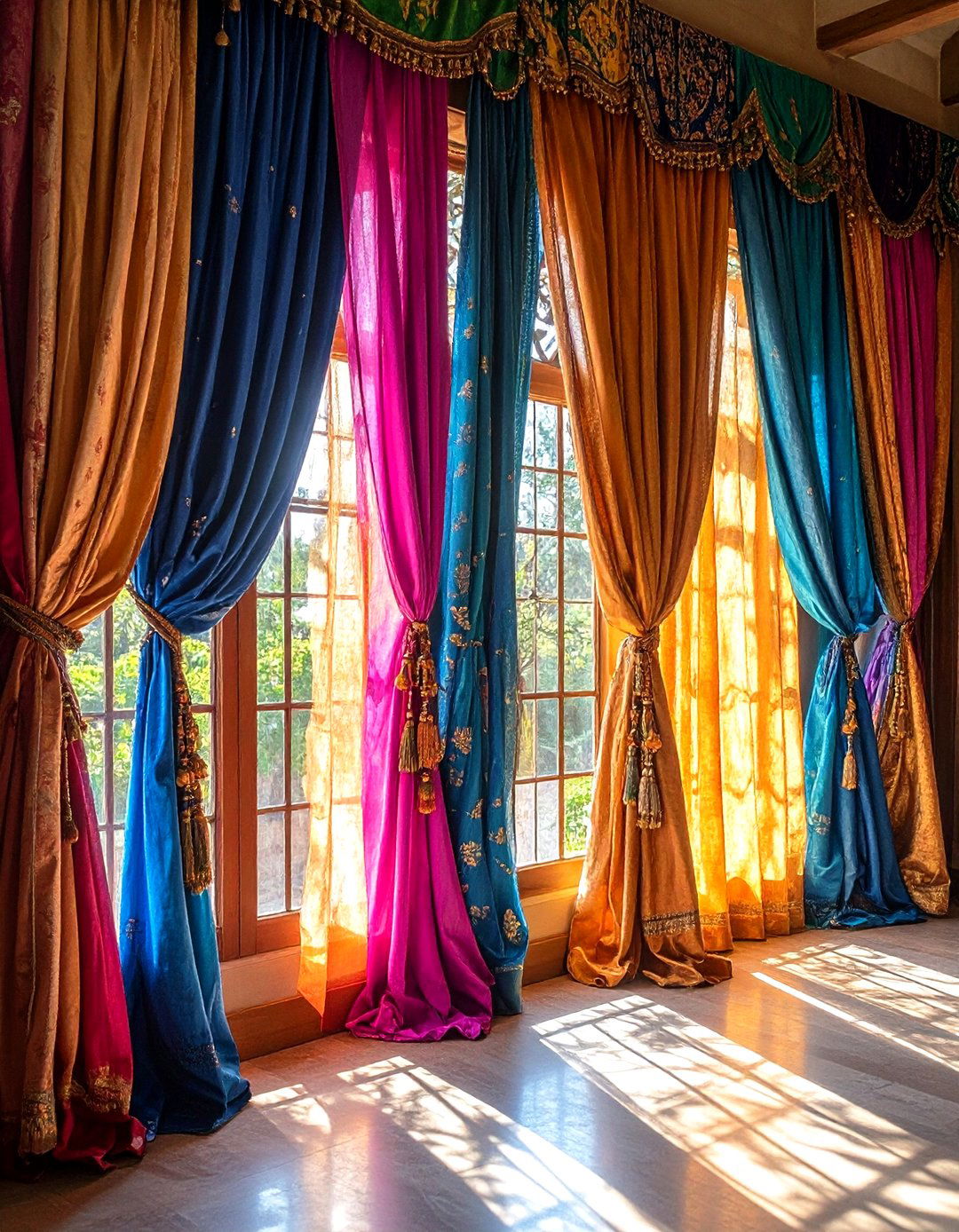 Recycled Silk Sari Curtains for Eco Luxury - 20 Boho Curtain Ideas