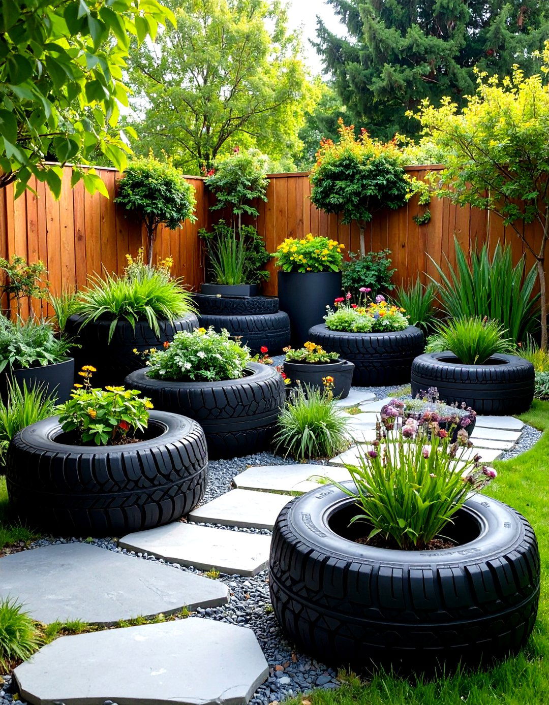 Recycled Tyre Butterfly Garden Sanctuary - 20 Recycled Tyre Garden Art Ideas