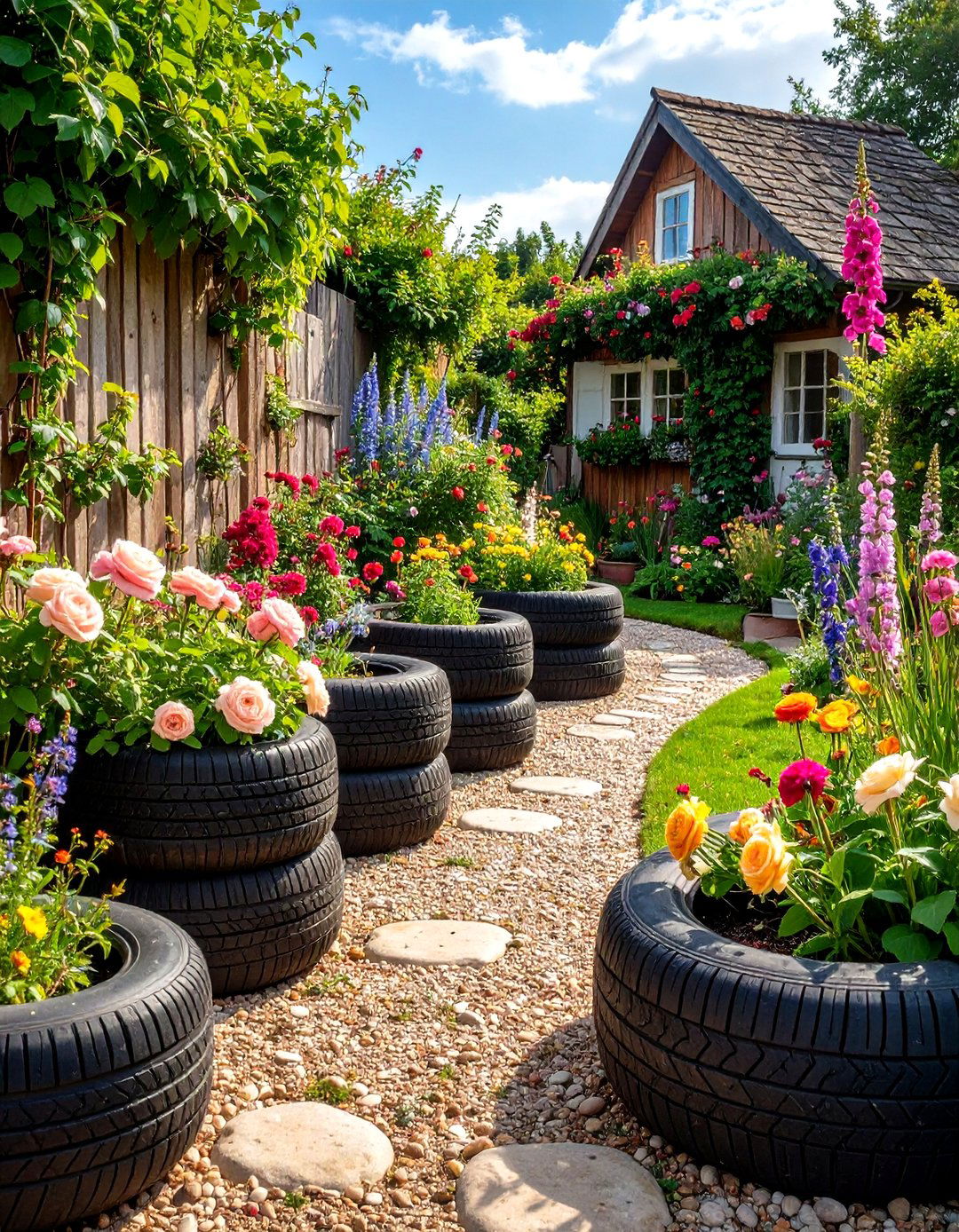 Recycled Tyre Contemporary Water Feature - 20 Recycled Tyre Garden Art Ideas